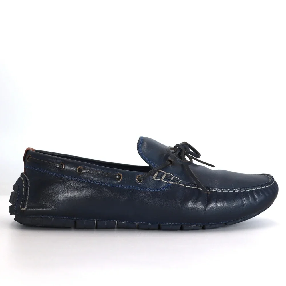 Cole Haan Zerogrand Loafers Mens 10.5 Navy Blue Leather Driving Shoes Casual
